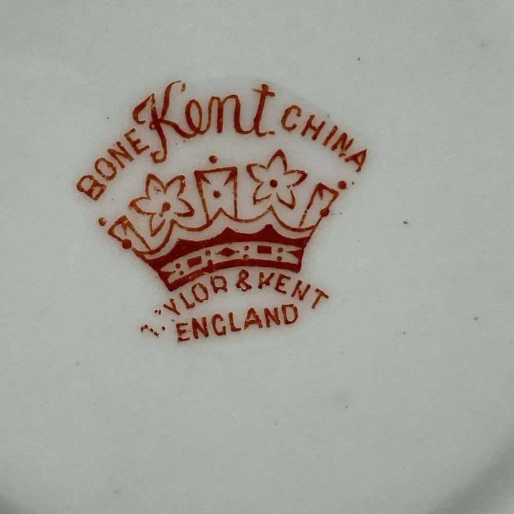 Vintage Taylor & Kent Bone China Tea Cup & Saucer Greek Figures Red Gold England